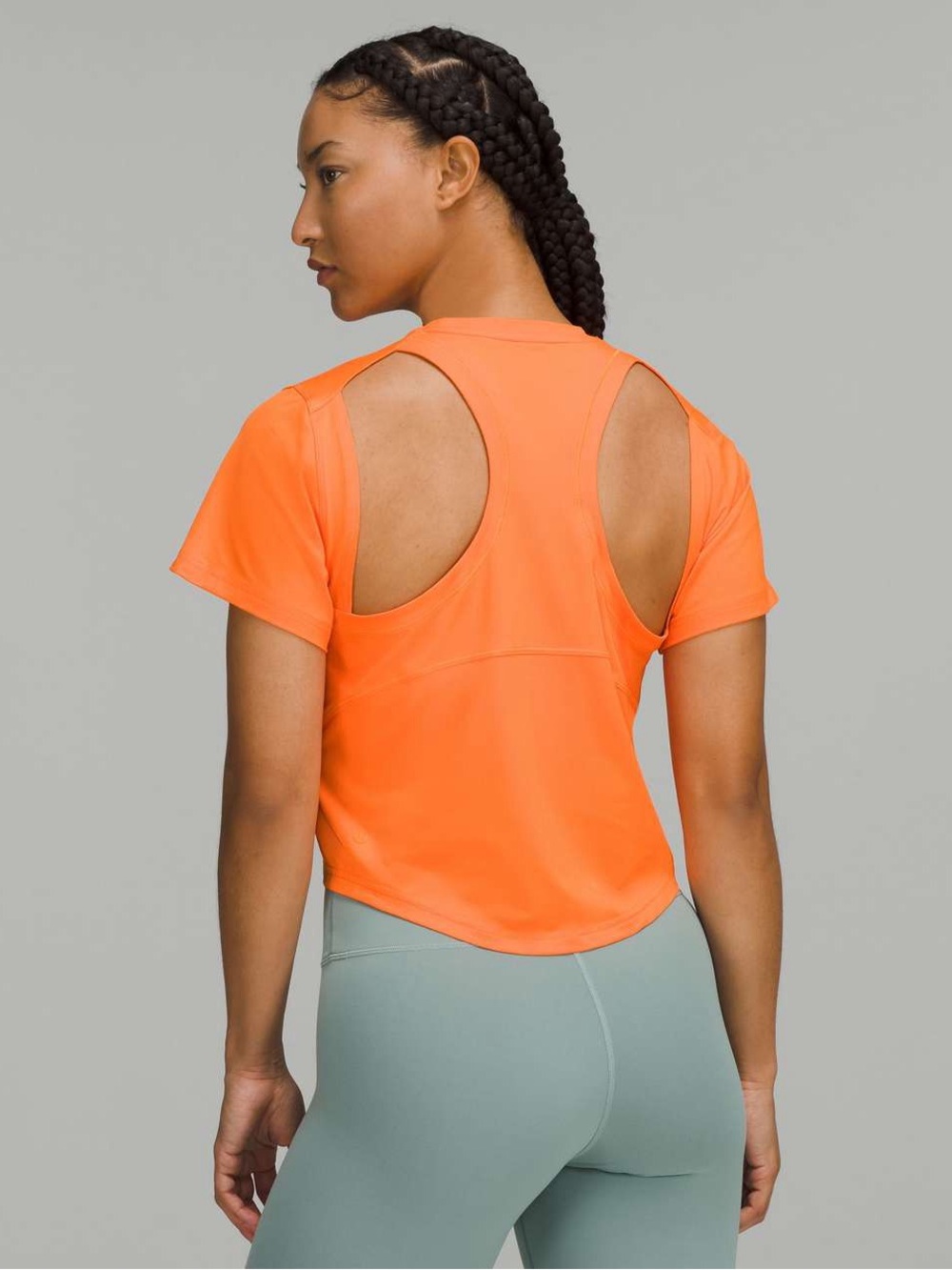 Lululemon Ventilated Open Back Training T-Shirt Orange Soda Small Activewear